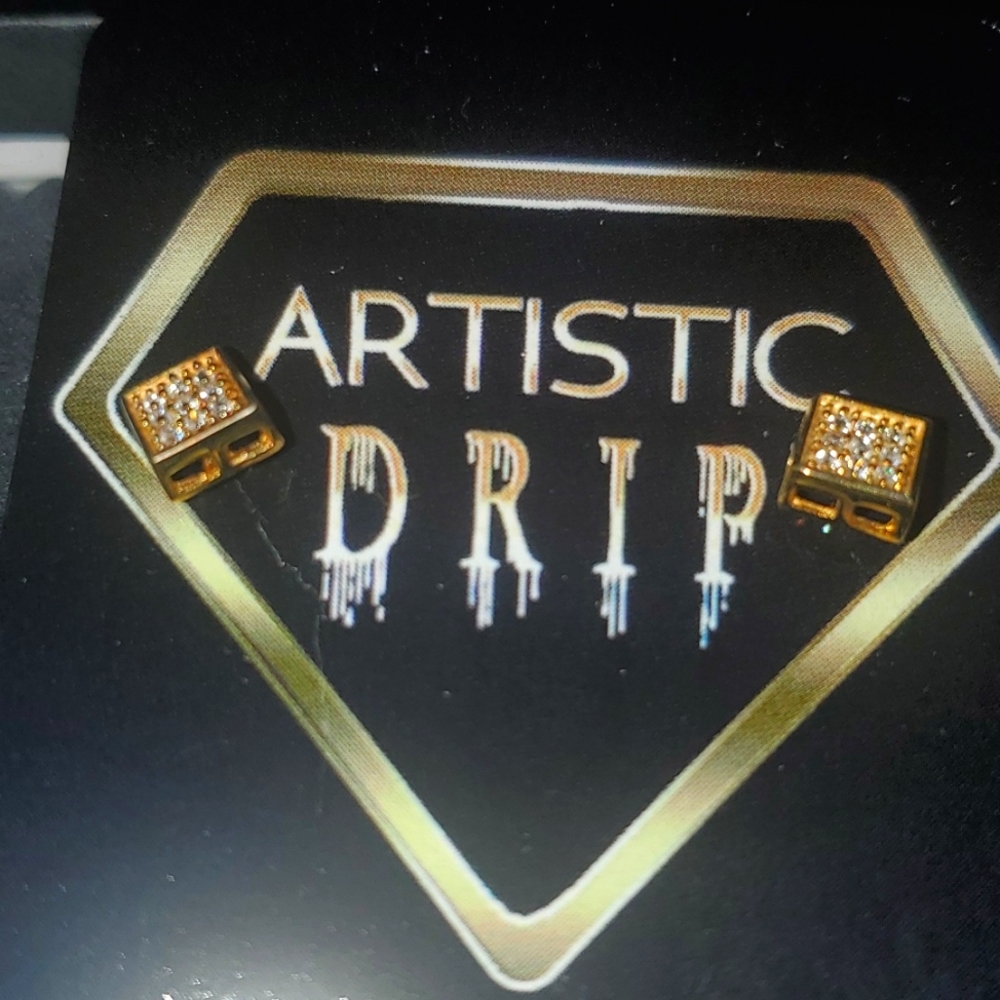 Geometric Square Box Cubic Zirconia Pave CZ Stud Earrings For Men